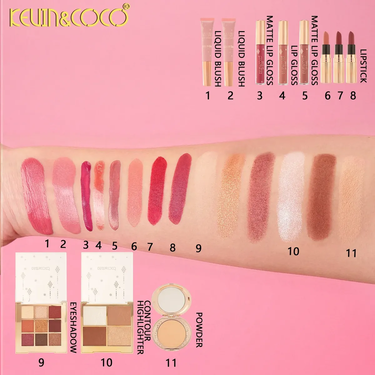 Kevin & Coco Set Maquillaje Profesional Con Estuche Cartera