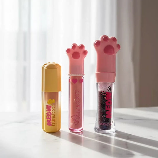 KC1372 KIT ILUMINADOR, RUBOR Y BRILLO LABIAL COLECCION MEOW KEVINYCOCO