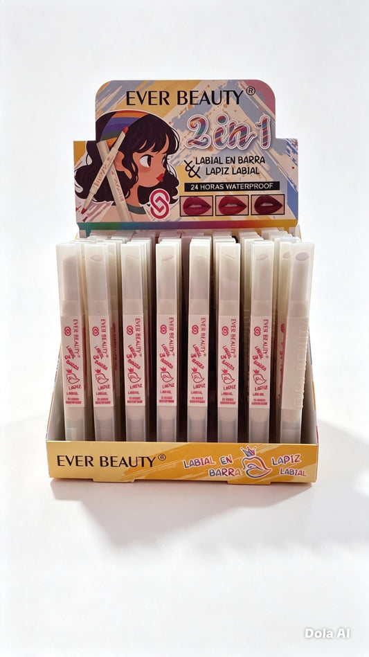 SM007589IT LABIAL EN BARRA & LAPIZ LABIAL EVER BEAUTY