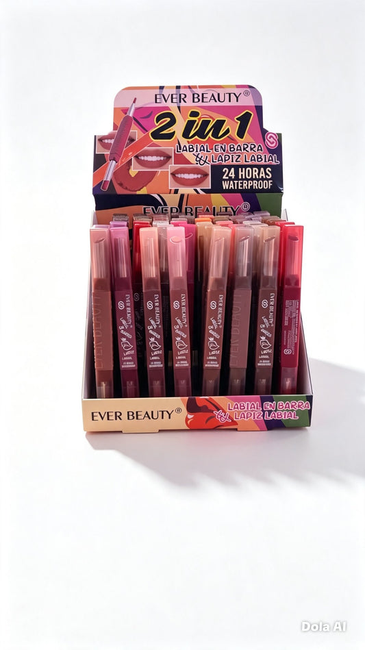 SM007590IT LABIAL EN BARRA & LAPIZ LABIAL EVER BEAUTY