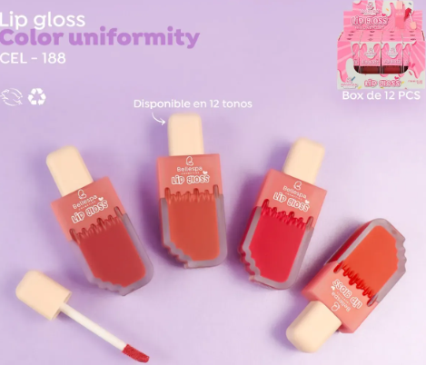 CEL188 LIP GLOSS HELADO COLOR UNIFORMITY BELLESPA