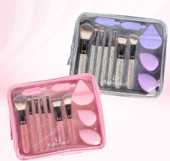 MS118 SET DE BROCHAS Y BLENDER QUALITY RUBY FACE