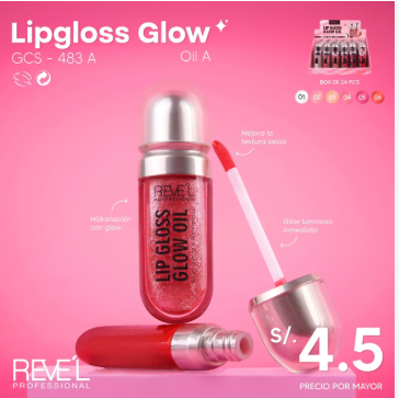 GCS484 LIP GLOSS GLOW OIL WATERPROOF A B REVEL