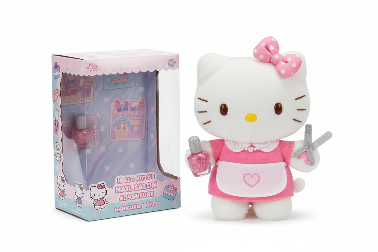 Hello Kitty manicurista con caja de empaque