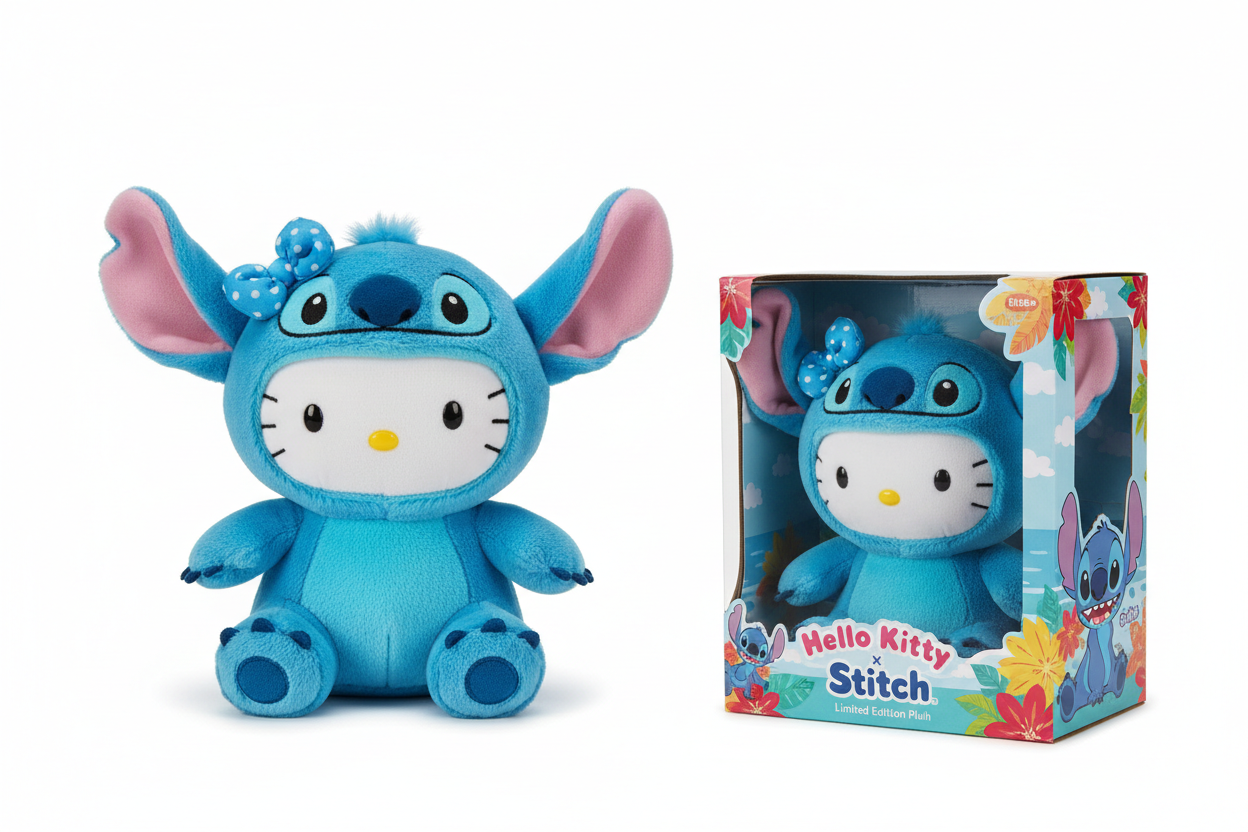 Hello Kitty Stitch cuerpo completo con caja de empaque