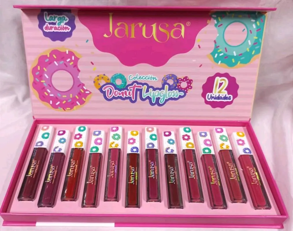 Kit 12 Labiales Matte Donut Lipgloss Jarusa - abierto