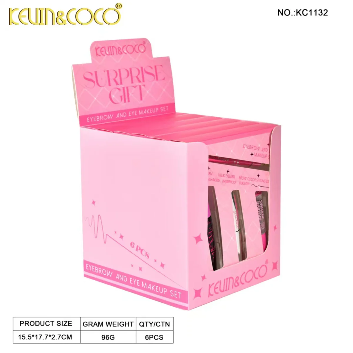 Kit de exposición de maquillaje de cejas y ojos - 6 unidades (KC1132)