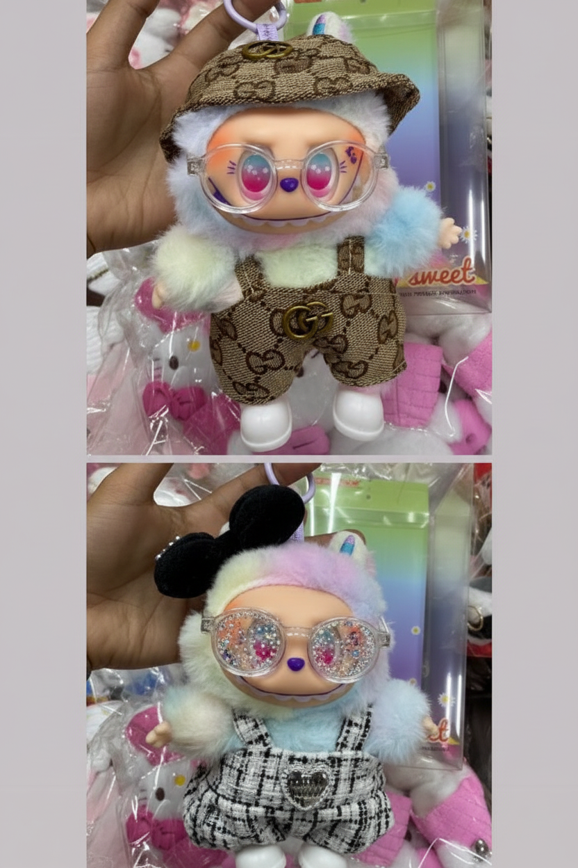 Llavero peluche Labubu kawaii ropa marca sin texto