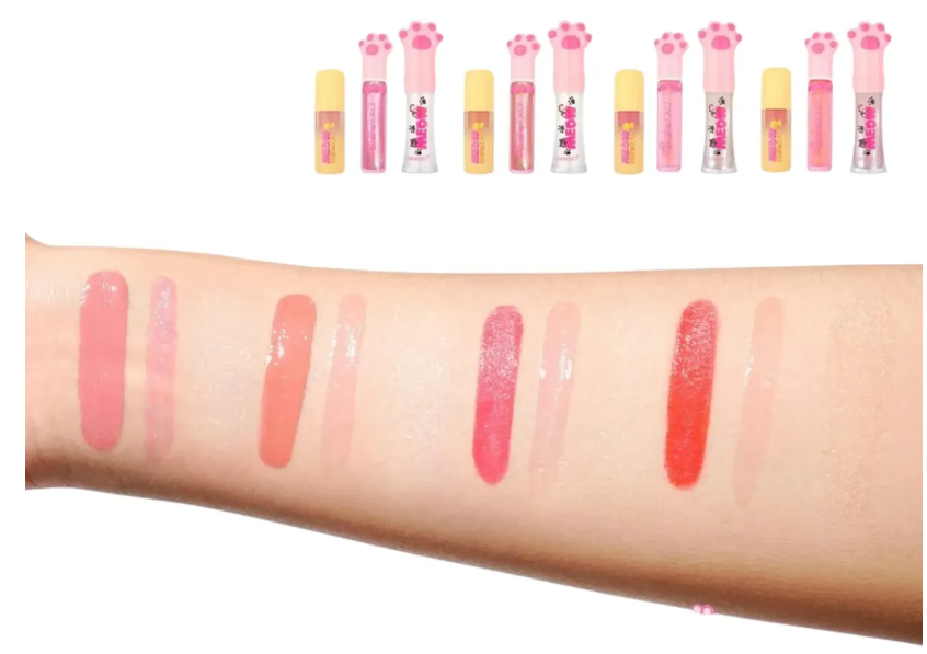 Set maquillaje Kevin & Coco MEOW - swatches paletas 6 tonos
