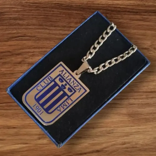 Collar Plateado con Dije de Alianza Lima y Caja